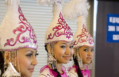 Kazakh girls in national dresses